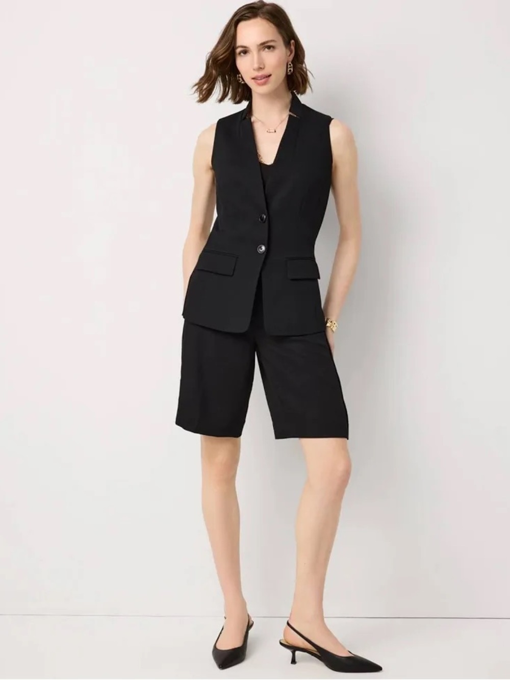 WHBM cotton black knee high  Bermudas size 12